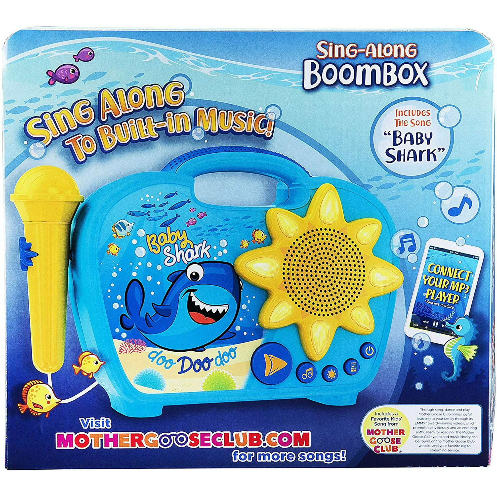 Details about   Baby Shark Sing Along Boombox with Microphone Built in Music Flashing Lights